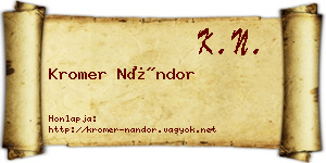 Kromer Nándor névjegykártya